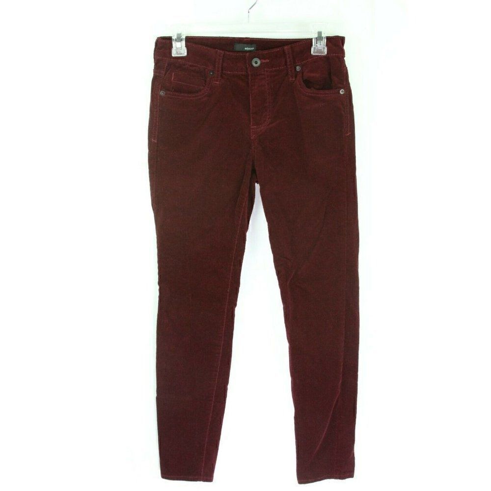 Edyson Pants Burgundy Velvet Corduroy Skinny Jeans Womens 26 Cotton Stretch